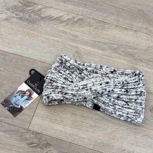 Cuddl Duds Sparkle Grey Knit Twist Headband